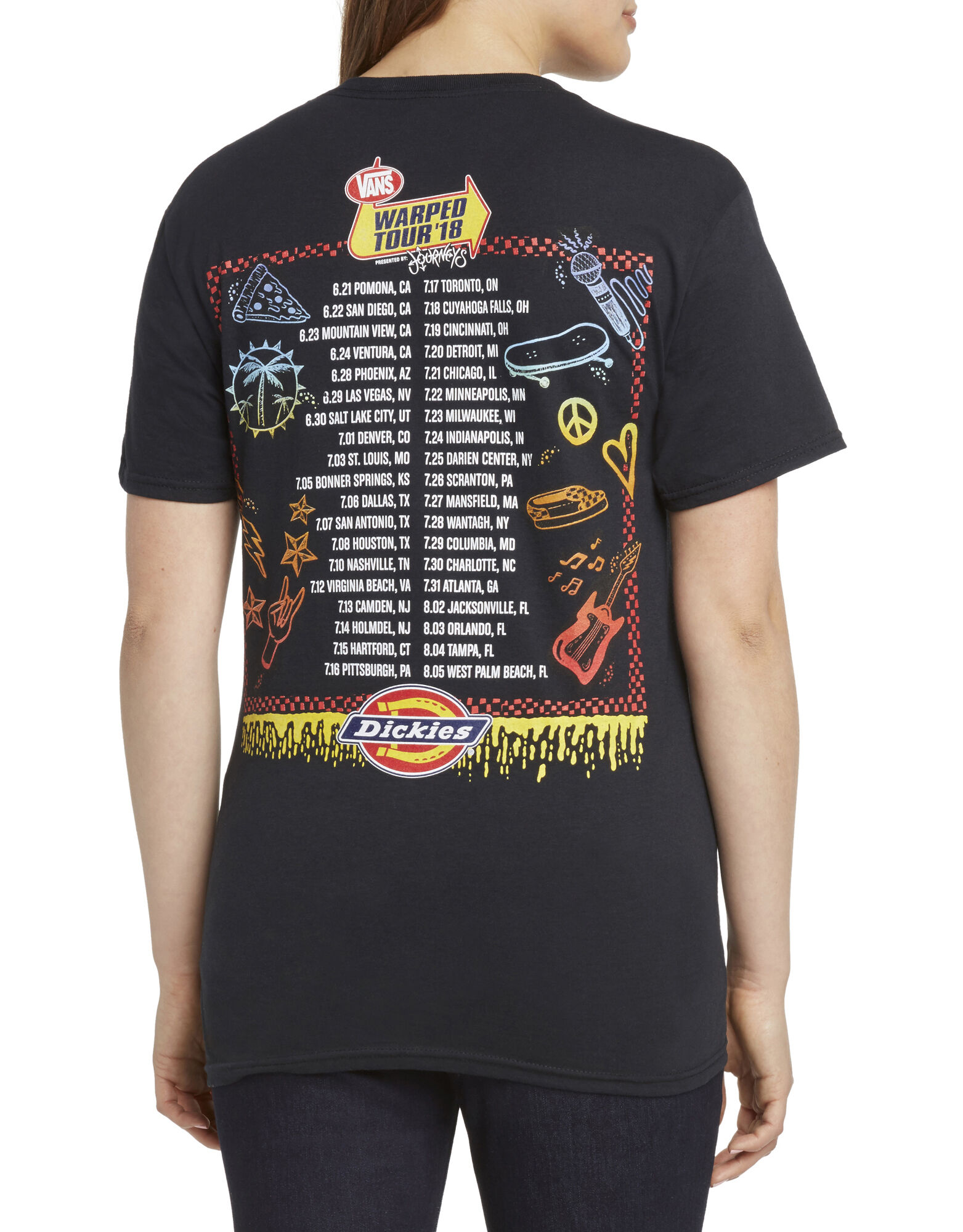 Dickies Girl Juniors' Exclusive Vans Warped Tour TShirt Black S Dickies