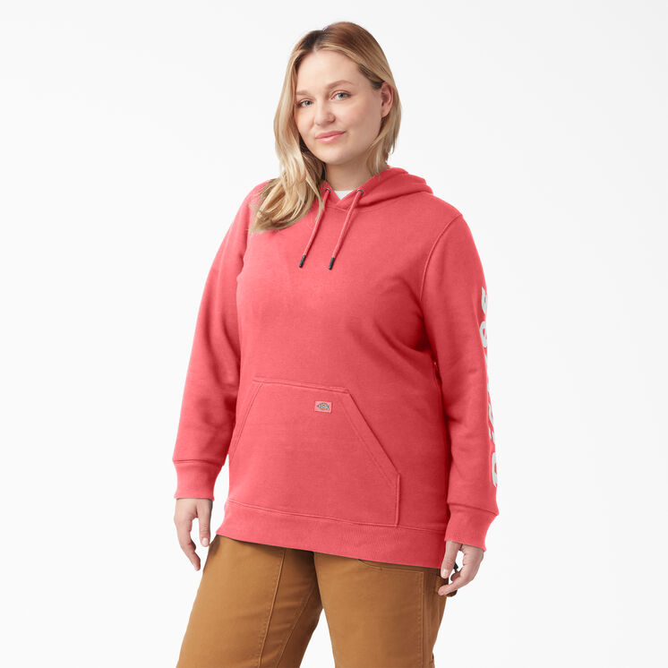 Women&#39;s Plus Heavyweight Logo Sleeve Hoodie - Tea Rose &#40;T1R&#41;