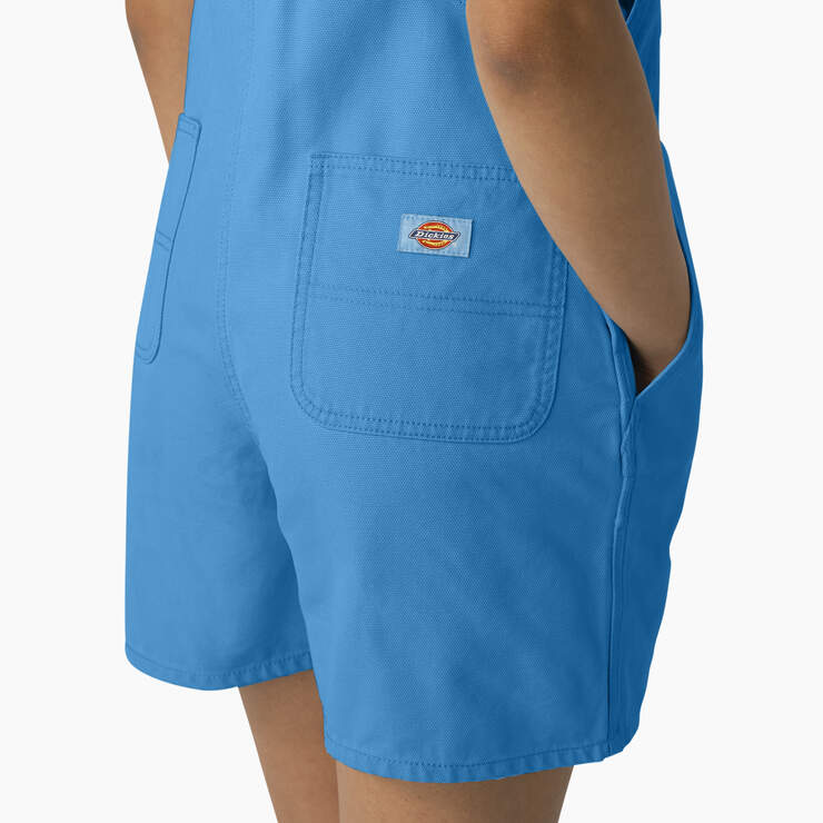 Women's Relaxed Fit Duck Bib Shortalls - Stonewashed Azure Blue (SWZ) image number 5