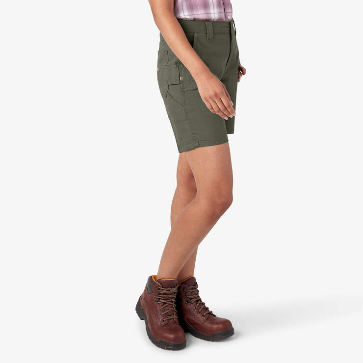 Women’s Duck Carpenter Shorts, 7" - Rinsed Moss Green (RMS) image number 4