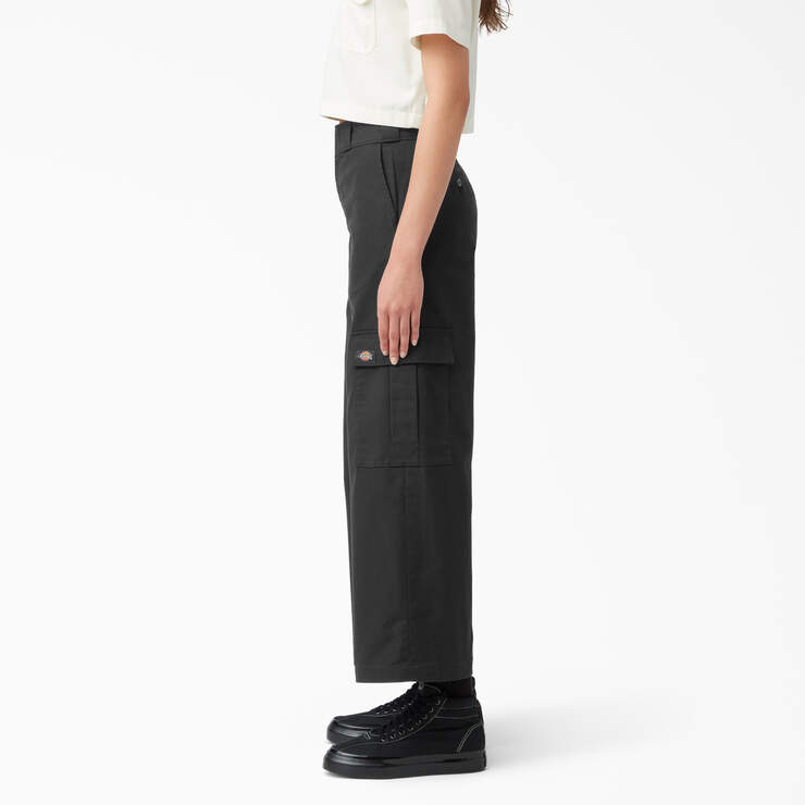 Women's Regular Fit Cargo Pants - Stonewashed Black (SBK) image number 3