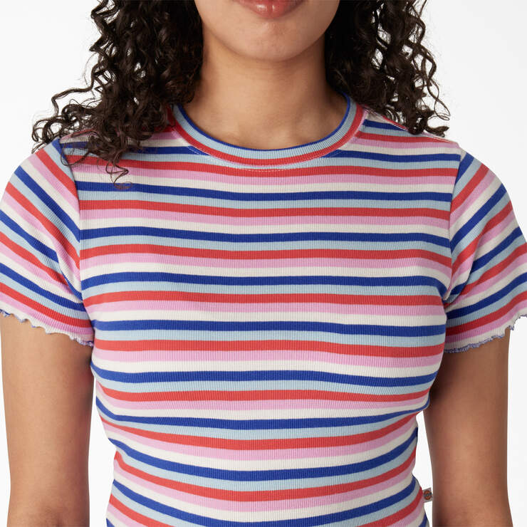 Women's Striped Cropped Baby T-Shirt - Blue Explorer Stripe (UXS) image number 5