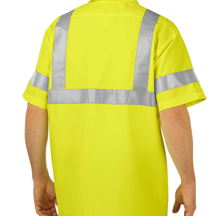 High Visibility ANSI Class 2 Short Sleeve Work Shirt - ANSI Yellow (AY) image number 2