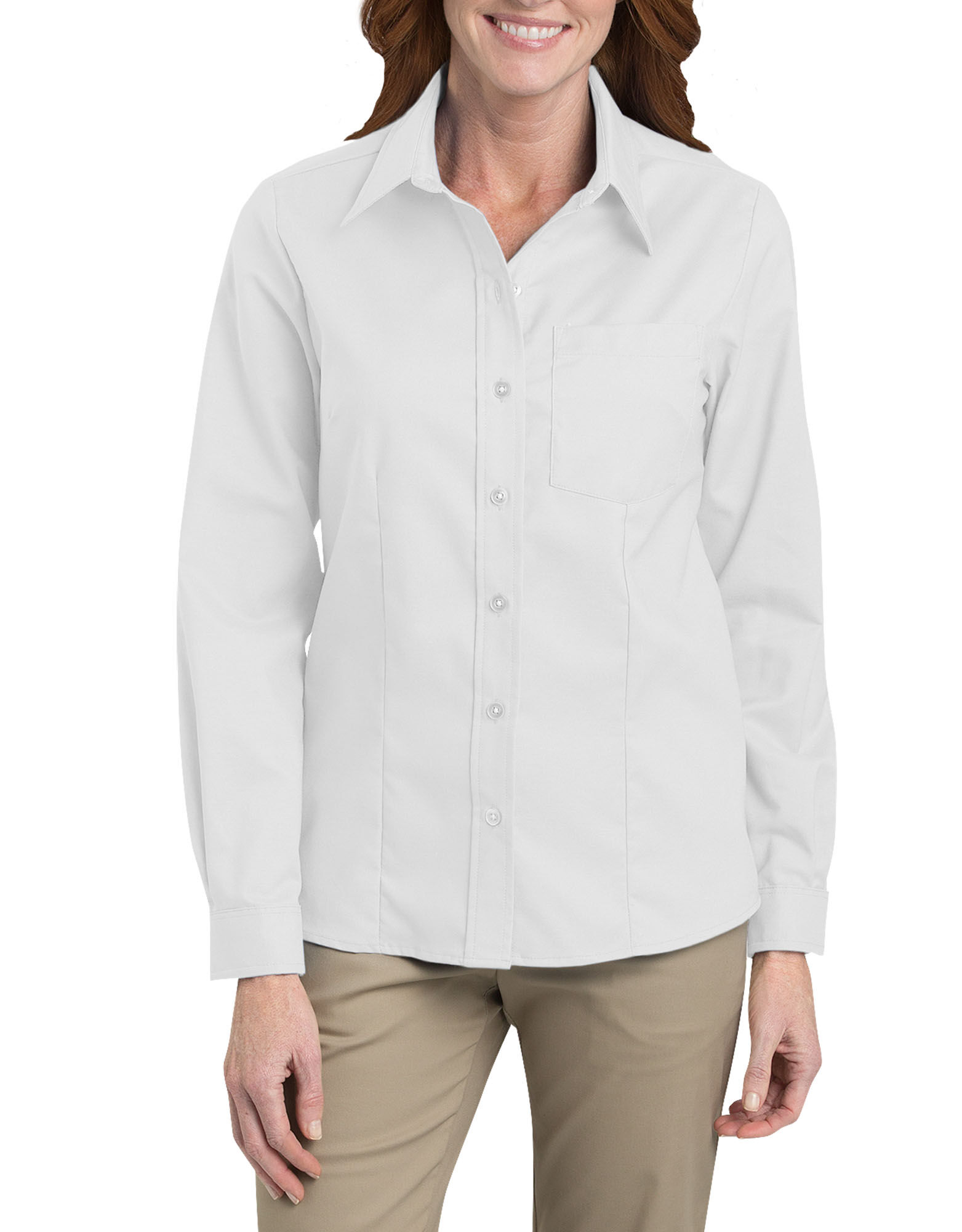 Women S Long Sleeve Stretch Oxford Shirt White Xl Ies Long Sleeve Stretch Oxford Shirt White
