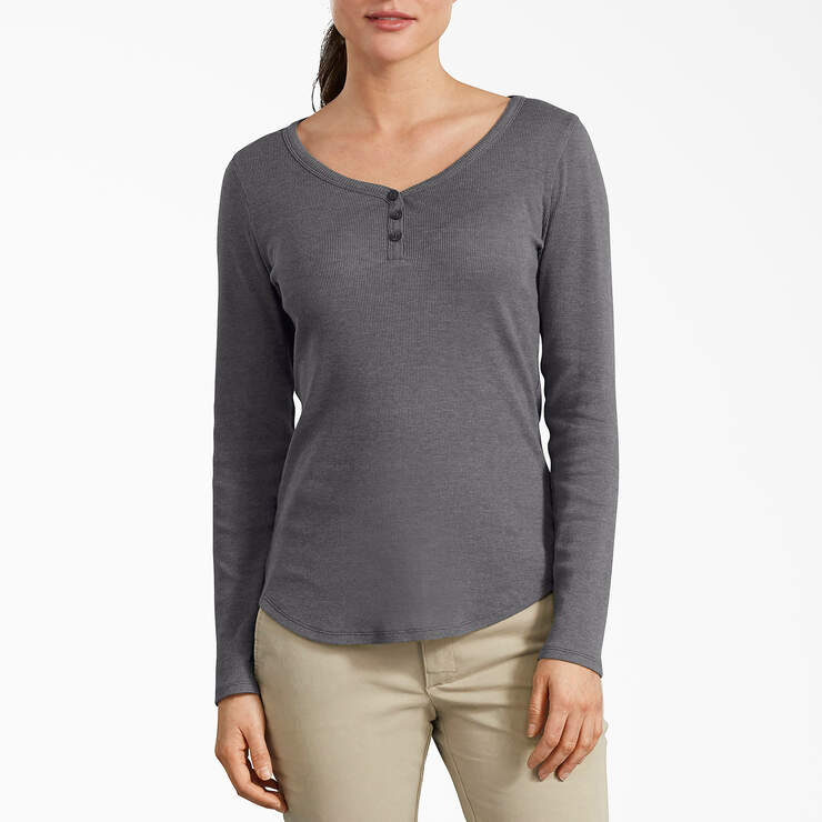 Women's Henley Long Sleeve Shirt - Graphite Gray (GAD) image number 1