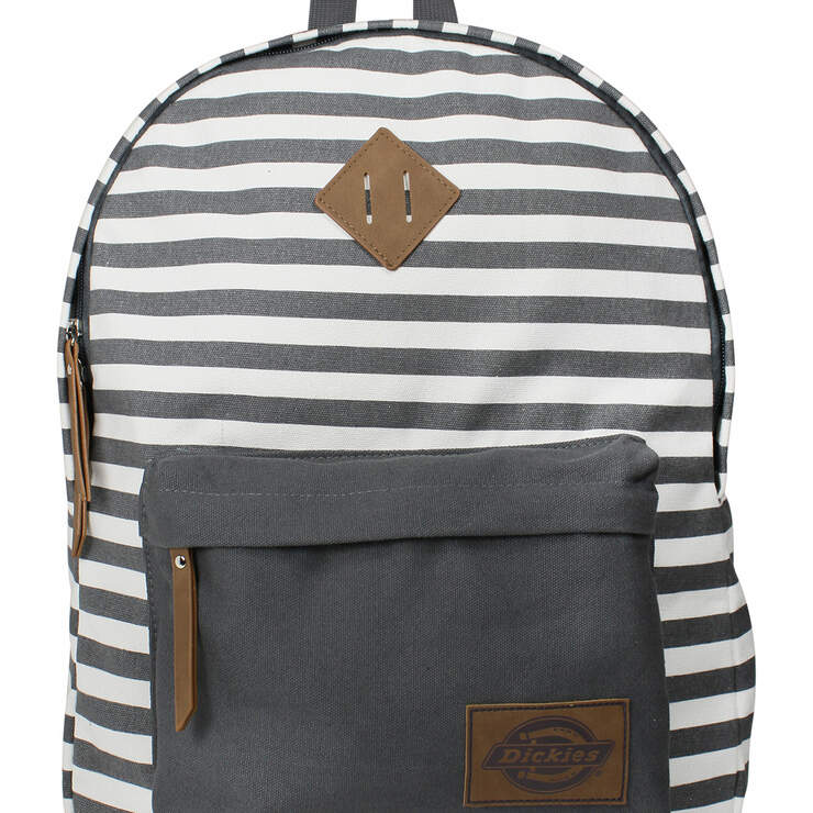 White & Charcoal Striped Classic Backpack - WHITE/CHARCOAL STRIPE (CW) image number 1