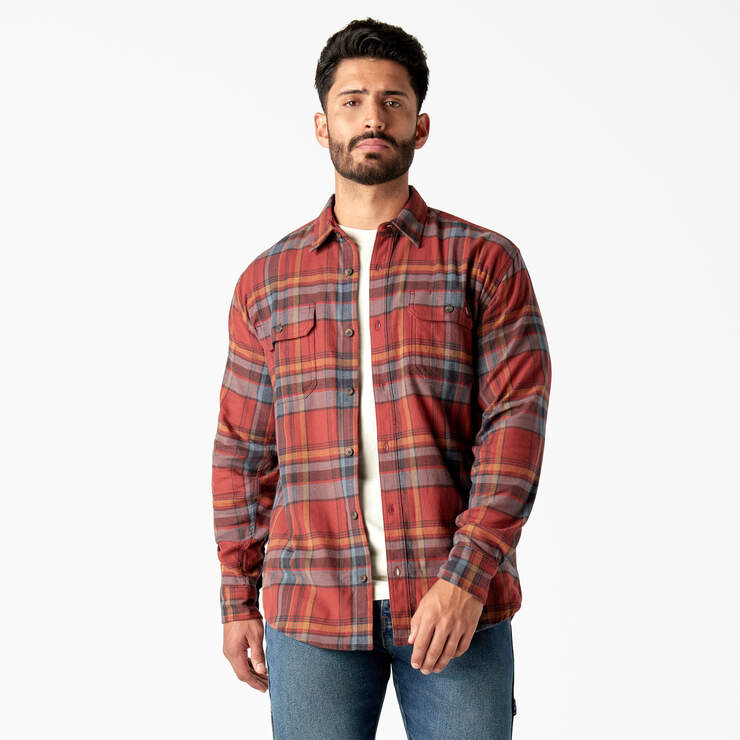 FLEX Long Sleeve Flannel Shirt - Fired Brick/Multi Plaid (A2Q) image number 1