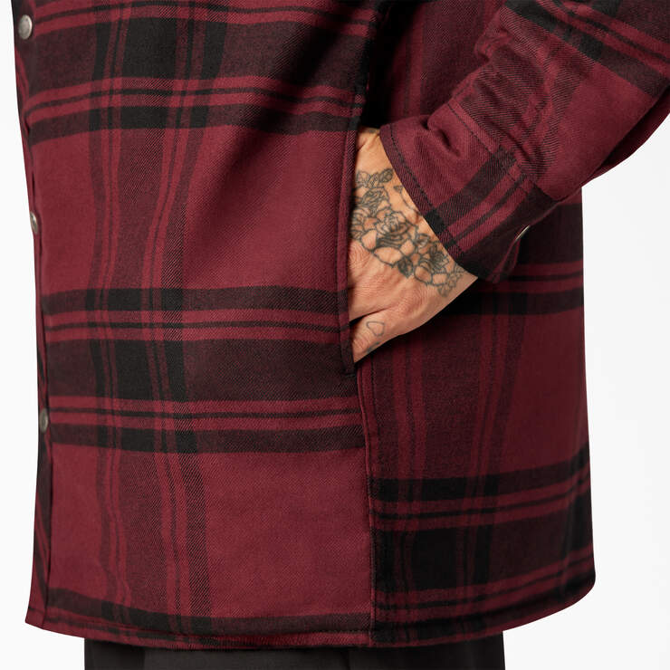 Flannel Hooded Shirt Jacket - Dark Port Black Plaid (PBP) image number 9