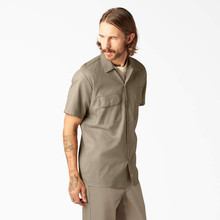 FLEX Slim Fit Short Sleeve Work Shirt - Desert Sand (DS) image number 4