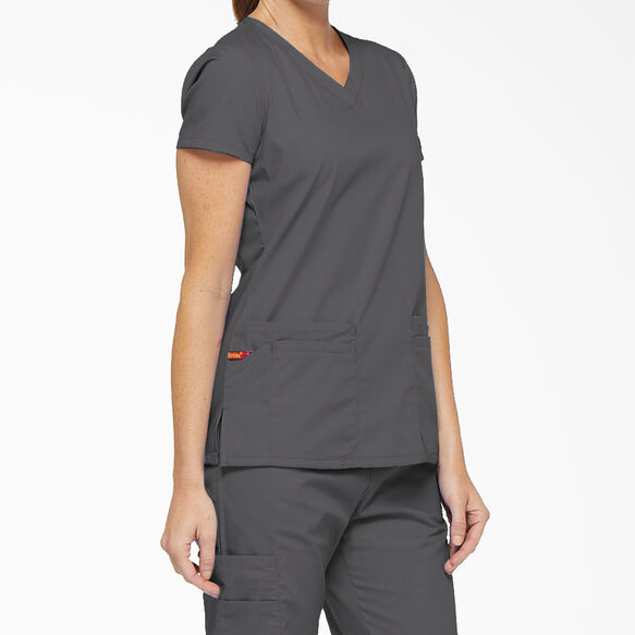 Women&#39;s EDS Signature V-Neck Scrub Top with Pen Slot - Pewter Gray &#40;PEW&#41;