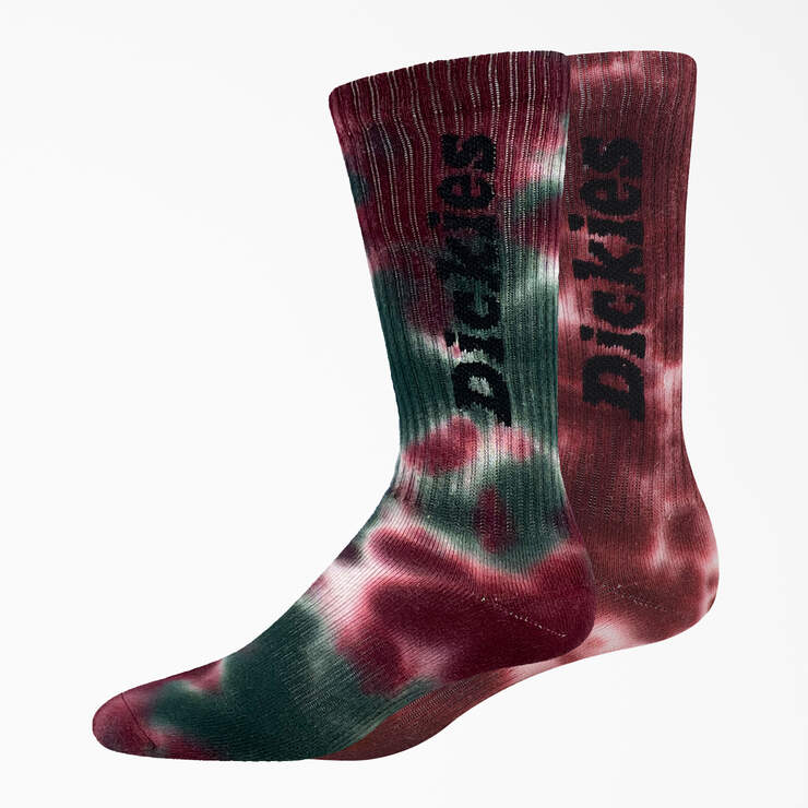 Tie-Dye Crew Socks, Size 6-12, 2-Pack - Wine Tie-Dye (WDT) image number 1