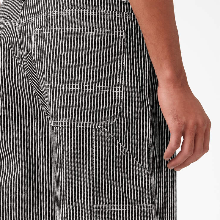Hickory Stripe Carpenter Shorts, 11" - White Hickory Stripe (W2S) image number 4
