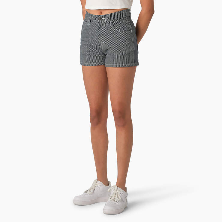 Women's Hickory Stripe Carpenter Shorts, 3" - Hickory Stripe (HS) image number 1