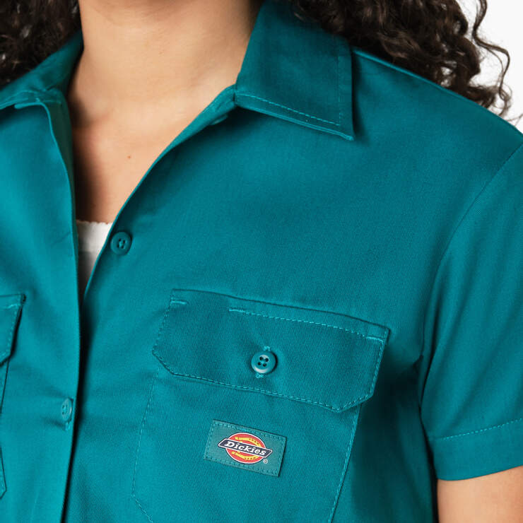 Women's Cropped Work Shirt - Deep Lake (DL2) image number 6