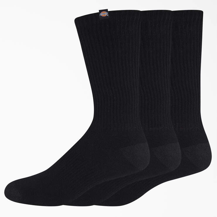 Dickies Label Crew Socks, Size 6-12, 3-Pack - Black (BK) image number 1