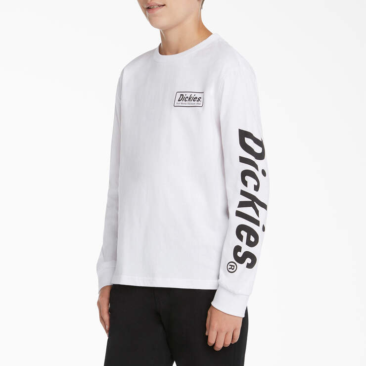 Boys' Long Sleeve Graphic T-Shirt - White (WHT) image number 3