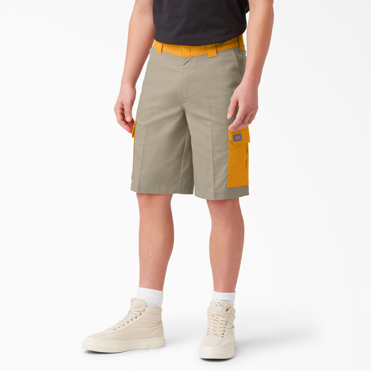 Mixed Media Relaxed Fit Cargo Shorts, 11&quot; - Desert Sand/Radiant Yellow &#40;CBO&#41;