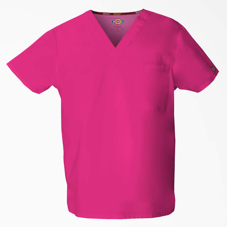 Unisex EDS Signature V-Neck Scrub Top - Hot Pink (HPK) image number 1