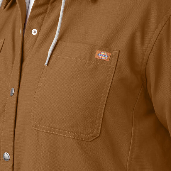 Women&rsquo;s Plus Duck Hooded Shirt Jacket - Brown Duck &#40;BD&#41;