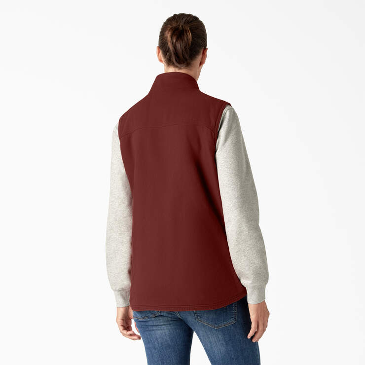 Women's Fleece Lined Duck Canvas Vest - Rinsed Fired Brick (RFR) image number 2