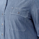 Women&#39;s Plus Long Sleeve Chambray Roll-Tab Work Shirt - Stonewashed Light Blue &#40;LSW&#41;