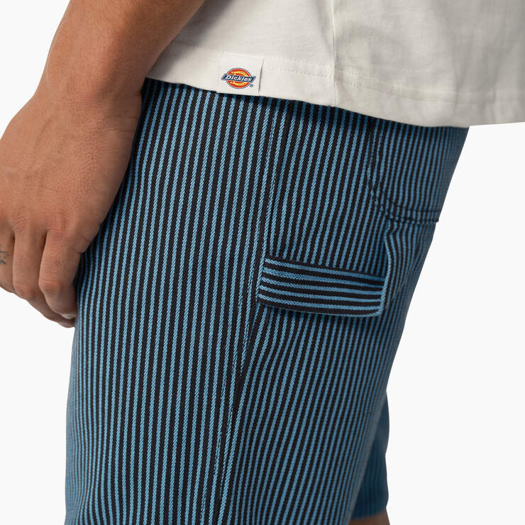 Hickory Stripe Carpenter Shorts, 11" - Azure/Black Hickory Stripe (ASH) image number 5