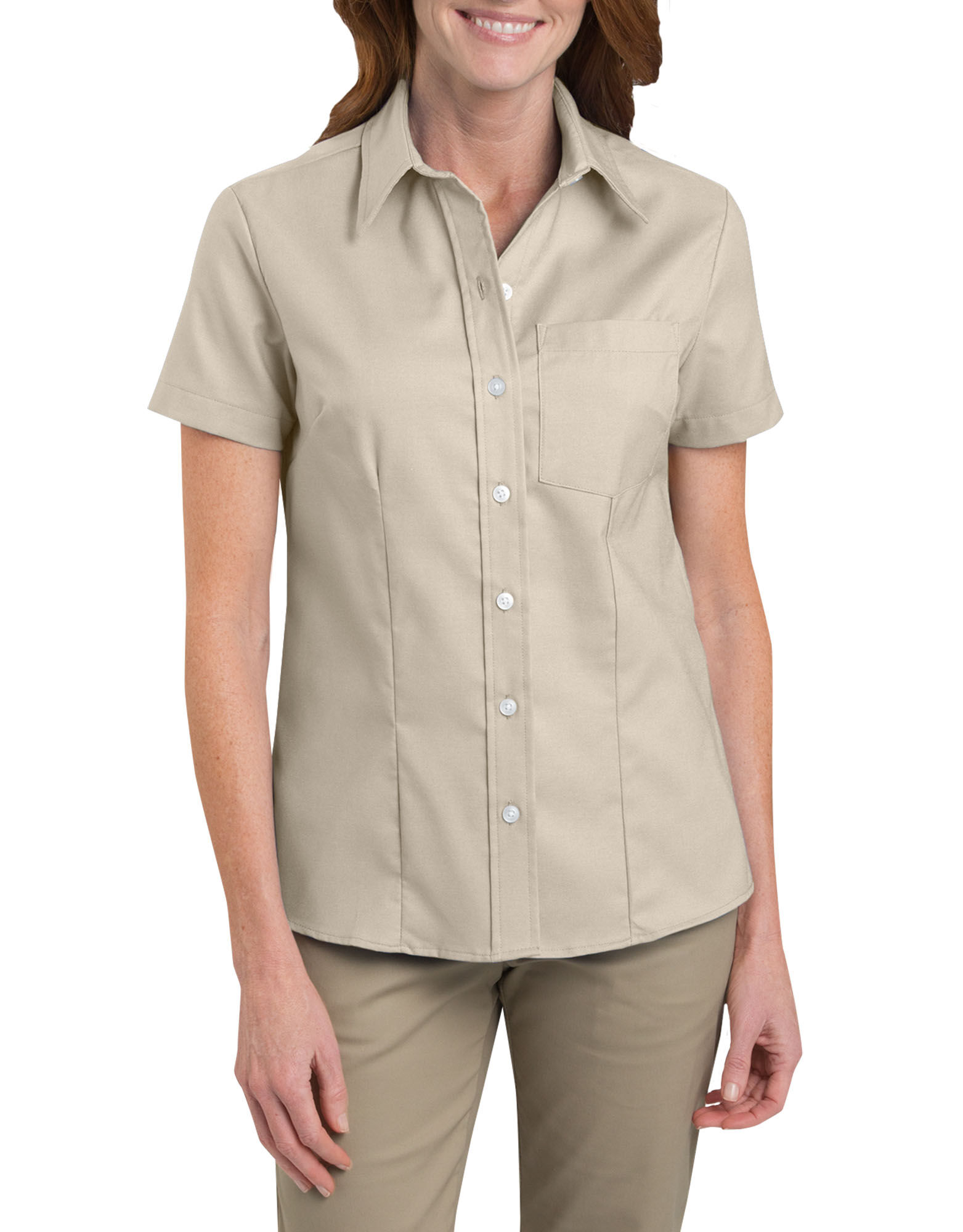 Women's Short Sleeve Stretch Oxford Shirt | Womens Tops | Dickies