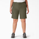 Women&#39;s Plus Cooling Slim Fit Cargo Shorts, 10&quot; - Military Green &#40;ML&#41;