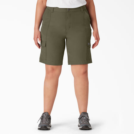 Women&#39;s Plus Cooling Cargo Shorts, 10&quot; - Military Green &#40;ML&#41;