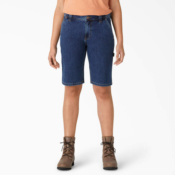 Women’s Relaxed Fit Carpenter Shorts, 11" - Stonewashed Dark Blue (DSW) image number 1