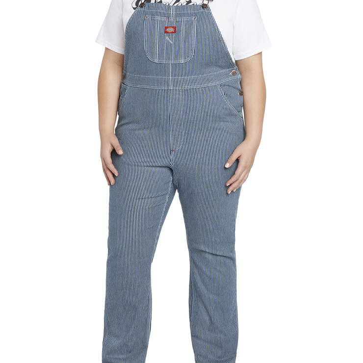 Dickies Girl Juniors' Plus Hickory Striped Overall - Hickory Stripe (HS) image number 1