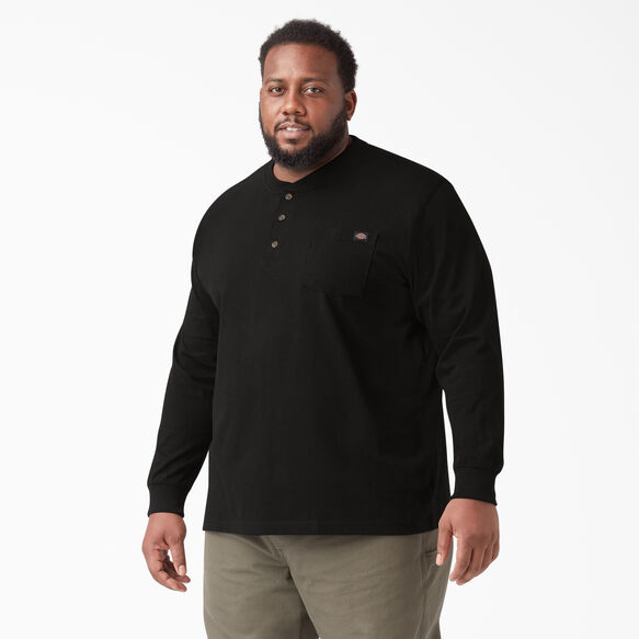 Long Sleeve Heavyweight Henley T-Shirt - Black &#40;BK&#41;