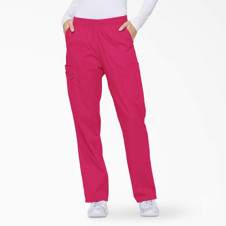 Women's EDS Signature Cargo Scrub Pants - Hot Pink (HPK) image number 1
