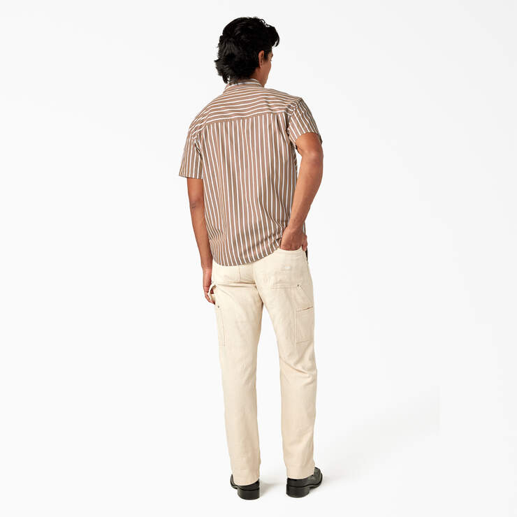 Dickies Premium Collection Poplin Service Shirt - Tan/White Stripe (TSW) image number 5