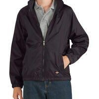 Kids' Nylon Jacket with Packable Hood, 8-20 - Black (BK)