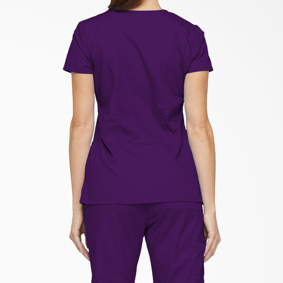 Women&#39;s EDS Signature V-Neck Scrub Top with Pen Slot - Purple Eggplant &#40;EGG&#41;