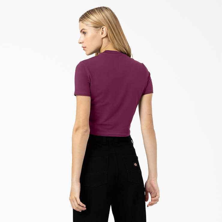 Women's Maple Valley Logo Cropped T-Shirt - Grape Wine (GW9) image number 2