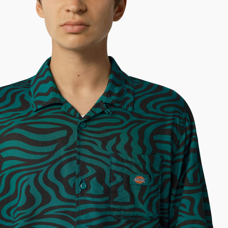 Zebra Print Short Sleeve Shirt - Apple Mint (AR2) image number 3