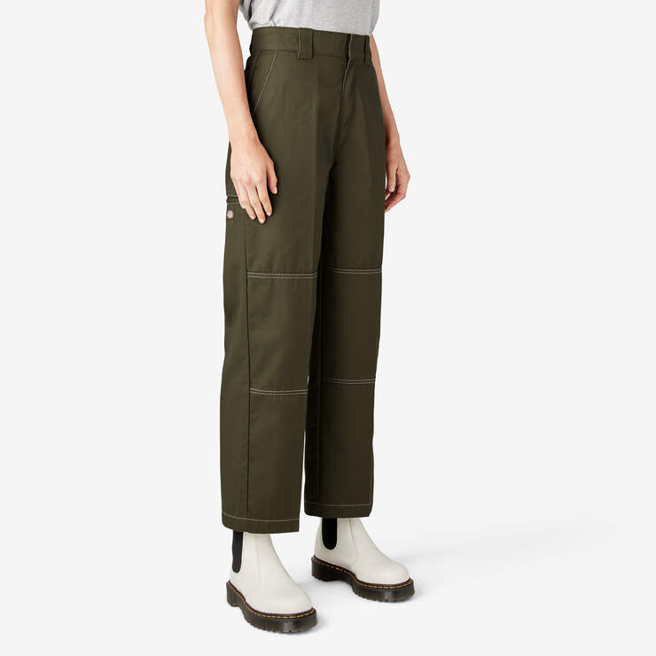 Women’s Relaxed Fit Double Knee Pants - Military Green (ML) image number 4