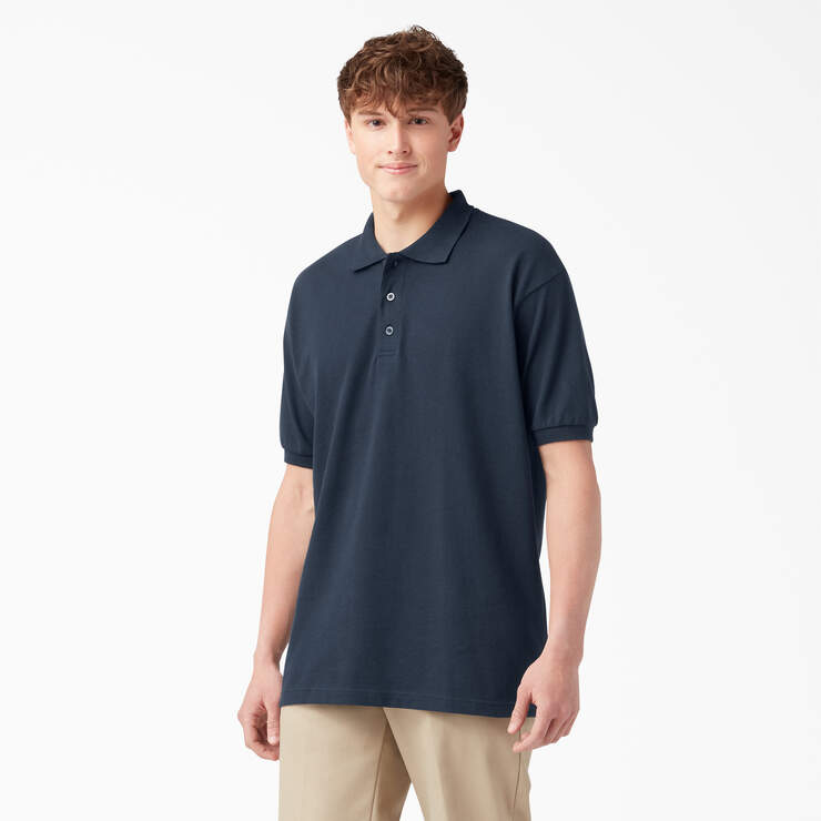 Adult Size Piqué Short Sleeve Polo - Dark Navy (DN) image number 1