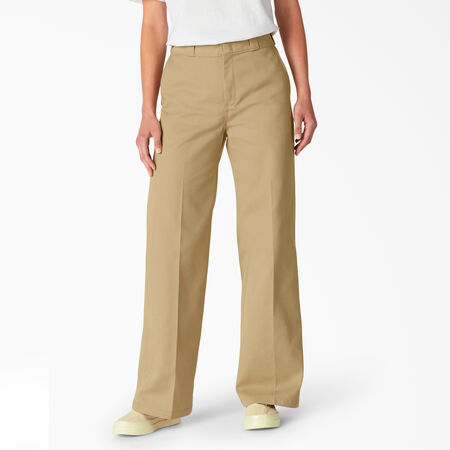 Women&#39;s Stonewashed Wide Leg Work Pants - Stonewashed Khaki &#40;STK&#41;
