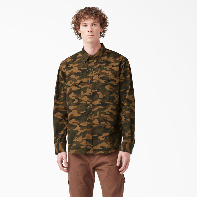 Dickies 1922 Long Sleeve Work Shirt - Rinsed Brown/Black Camo &#40;RBBC&#41;