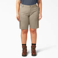 Women's Plus Relaxed Fit Cargo Shorts, 11" - Desert Sand (DS)