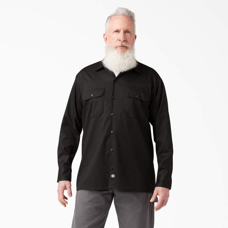 FLEX Relaxed Fit Long Sleeve Work Shirt - Black (BK) image number 1