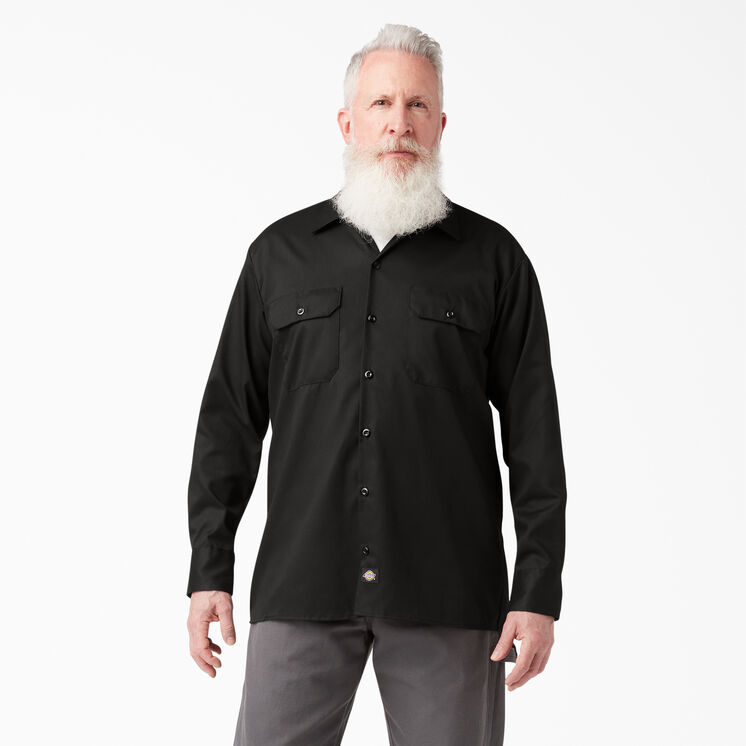 Relaxed Fit Long Sleeve Work Shirt - Black &#40;BK&#41;