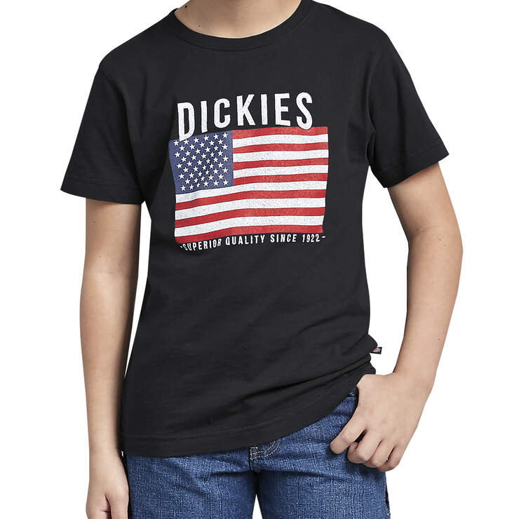 Kids' Dickies American Flag Graphic T-Shirt - Black (ATB) image number 1