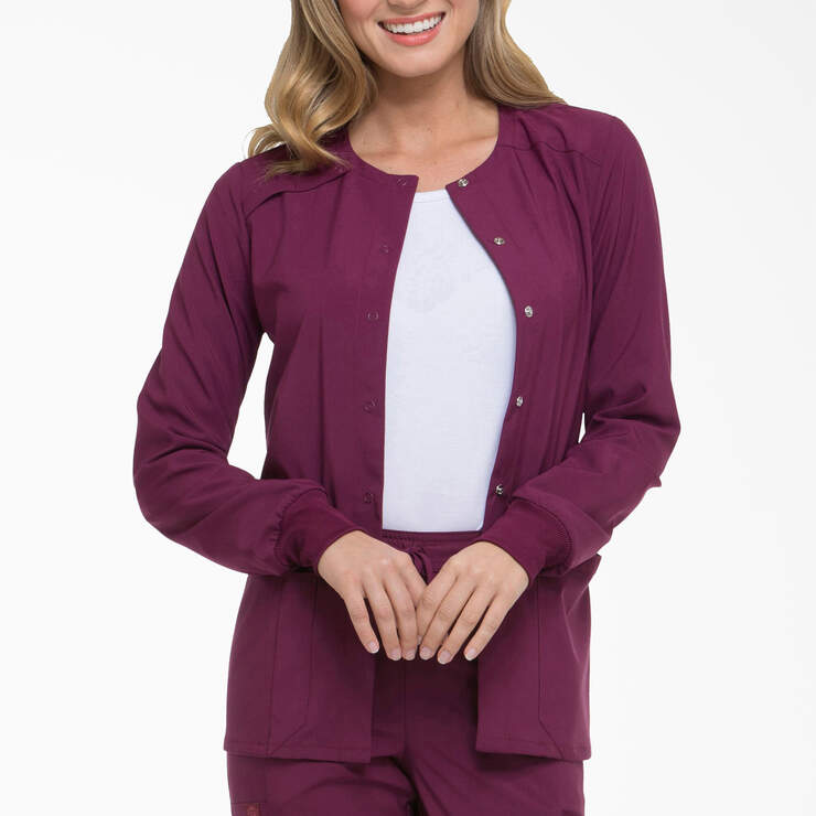 Women's EDS Essentials Snap Front Scrub Jacket - Wine (WIN) image number 1