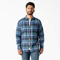 FLEX Long Sleeve Flannel Shirt - Navy Blue/Multi Plaid (A1X)