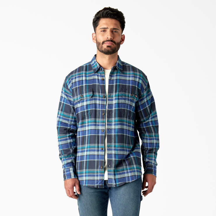 FLEX Long Sleeve Flannel Shirt - Navy Blue/Multi Plaid (A1X) image number 1