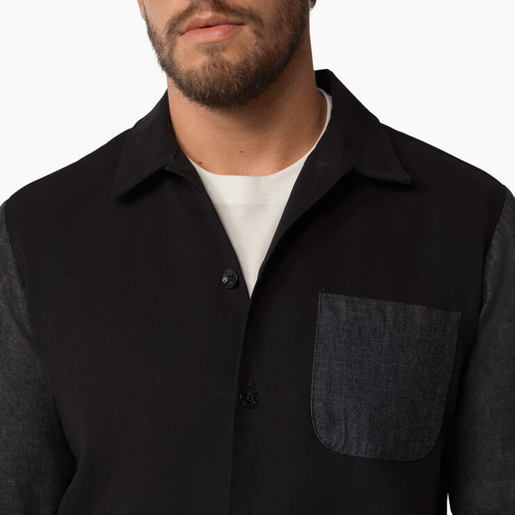 Dickies 1922 Long Sleeve Shirt - Rinsed Black (RBK) image number 5